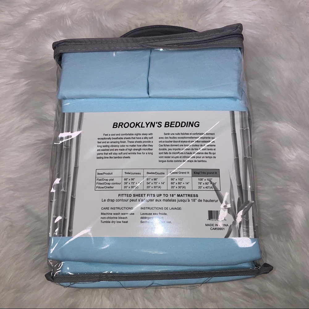 ⭐️RESTOCKING SOON⭐️King 6pc Ice Blue Bedsheets - Picture 4 of 5